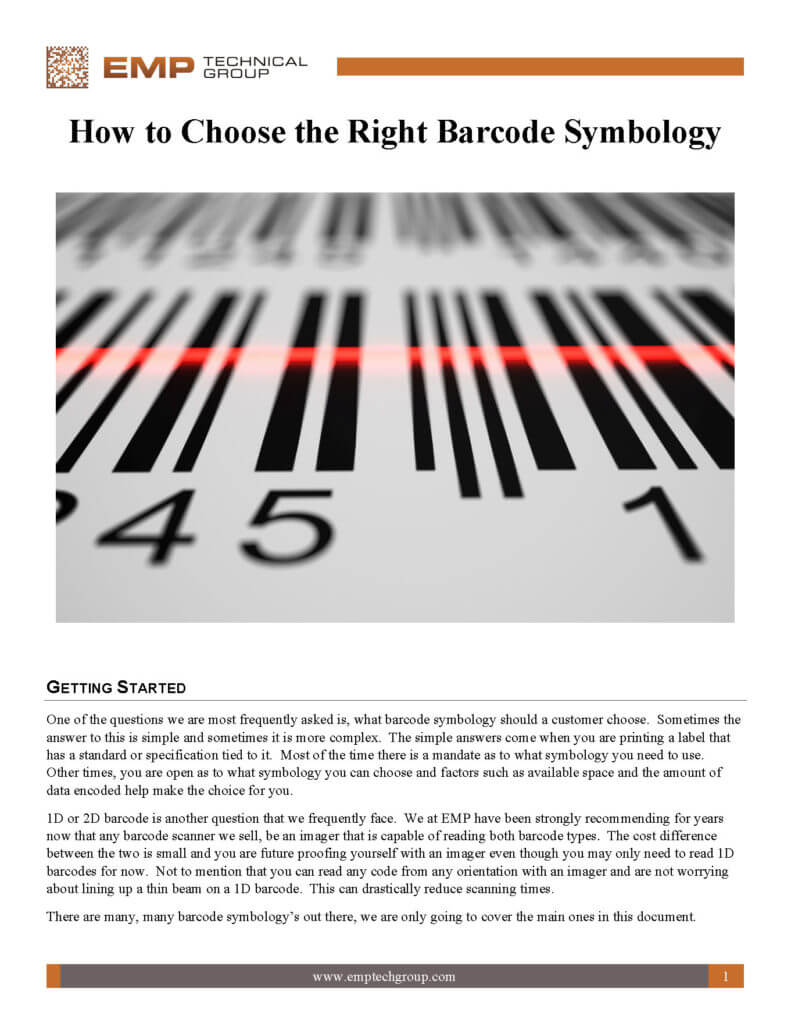 EMP Barcode Symbology Product Guide