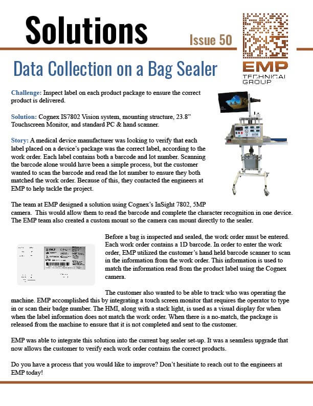 Adding Data Collection to a Bag Sealer EMP Tech Group