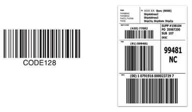 Example of Code 128 barcode symbology