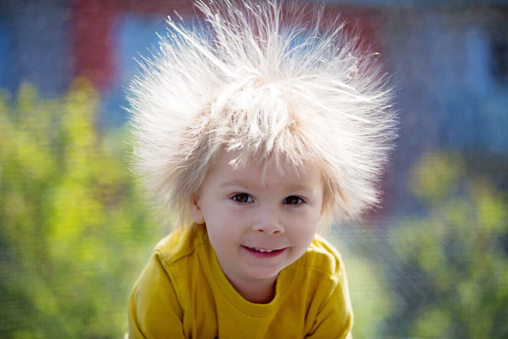 child with static electricity build up