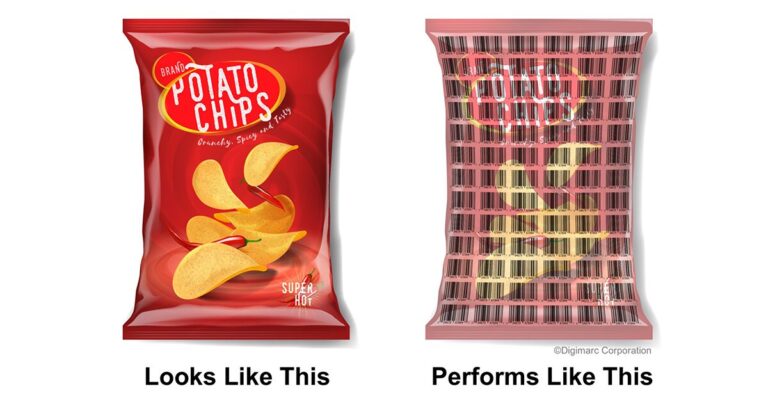 Potato Chip bags with invisible barcodes