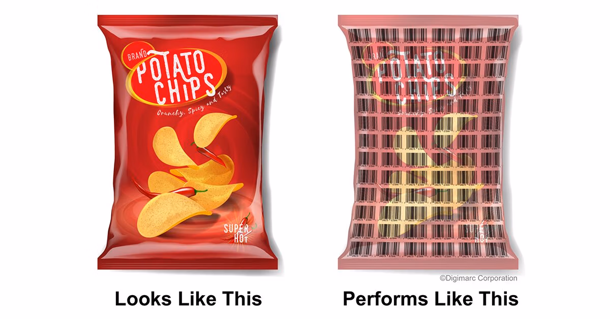 Potato Chip bags with invisible barcodes