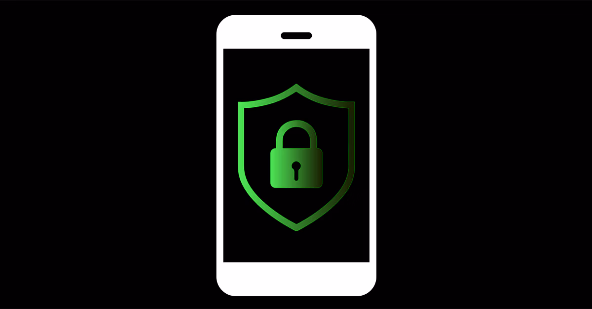 A phone symbol with a lock symbol inside of it using the Zebra Green Color