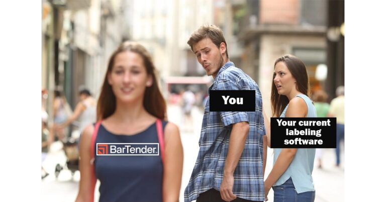 A guy admiring BarTender Software over his current labeling software