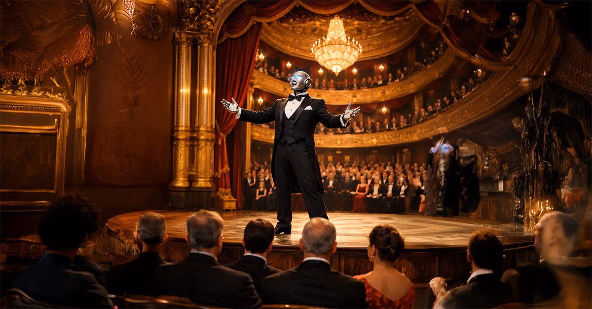 Robot Singing Opera on a stage