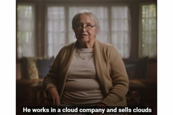 Woman sitting down confused about Cloud Tech