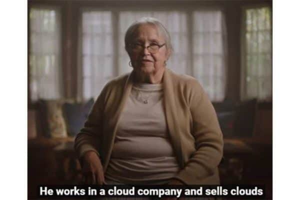 Woman sitting down confused about Cloud Tech