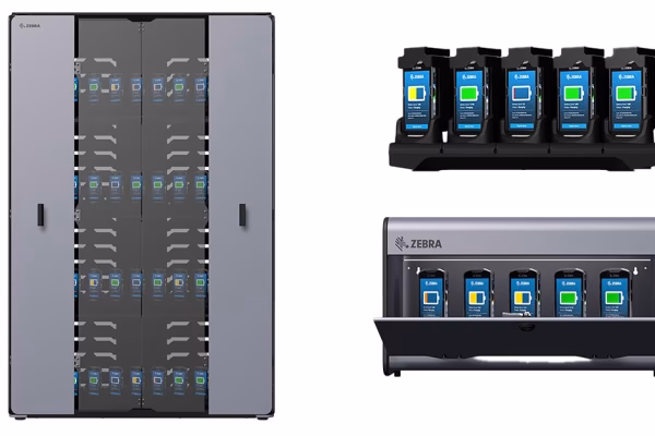 Three different kinds of Zebra Technologies Mobile Device Cabinets