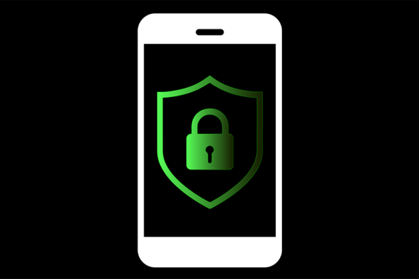 A phone symbol with a lock symbol inside of it using the Zebra Green Color